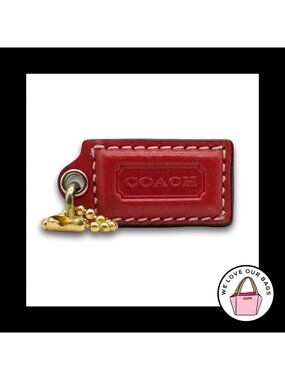 COACH HANG TAG Bag Charm Keychain Fob shawna Leather Brass 1.5" Small